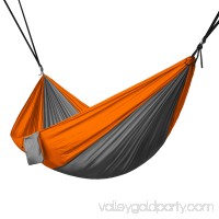 Portable 2 Person Hammock Rope Hanging Swing Fabric Camping Bed - Grey & Blue   